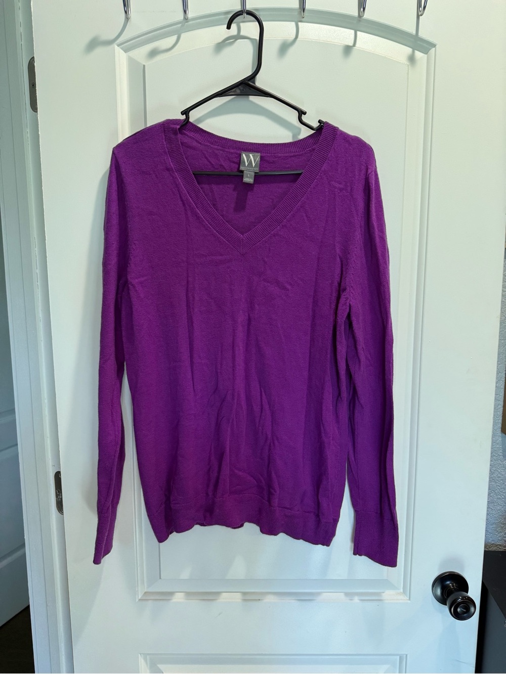 Worthington Vibrant Purple V-Neck Long Sleeve Top